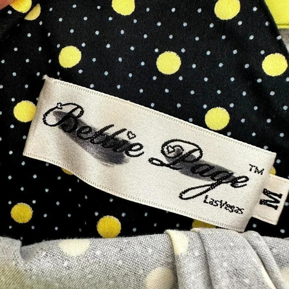 Bettie Page Las Vegas Dress Womens Medium Pin Up Retro Polka Dot Wiggle Pencil - Picture 8 of 16